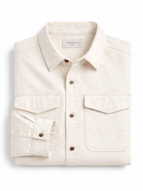 Topman Shacket Men 2XL Off White Shirt Jacket Button Up Overshirt Utility